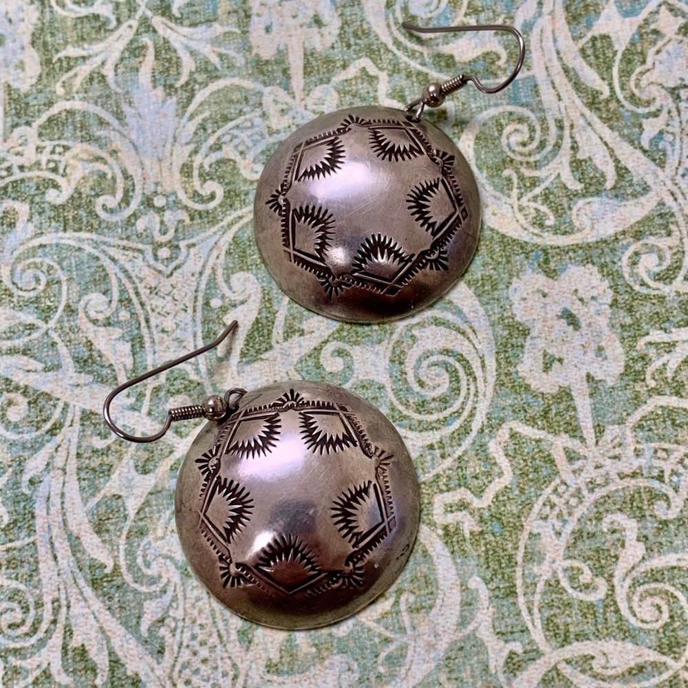 Vintage Navajo Hand Stamped Silver Star Earrings